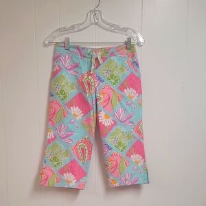 Lilly Pulitzer Crop Pants Daisy Floral Colorful Girls Size 14 Beach Look